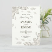 ミニマリスト植物学葉結婚式招待状 招待状 (スタンド正面)