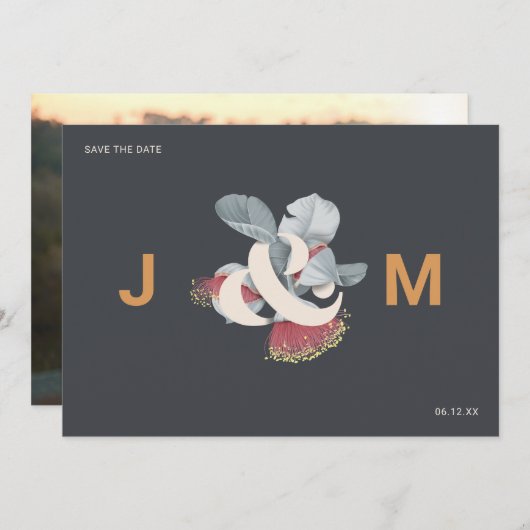 ミニマリスト植物学 – 日付を写真と共に保存 セーブザデート (正面/裏面)