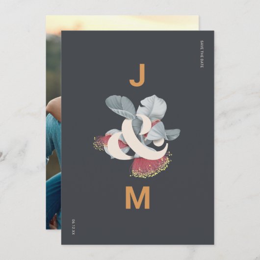 ミニマリスト植物学 – 日付を写真と共に保存 セーブザデート (正面/裏面)