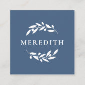 ミニマリスト植物学QRコードほこりっぽいブルー スクエア名刺 (正面)