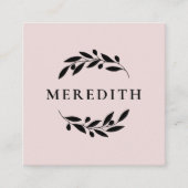 ミニマリスト植物学QRコード赤面ピンク スクエア名刺 (正面)