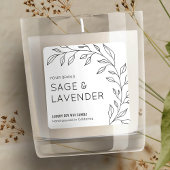 ミニマリスト植物性ブラック&ホワイトキャンドルラベル スクエアシール