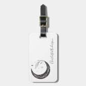 ミニマリスト植物月パーソナライズされた連絡 ラゲッジタグ (正面縦)