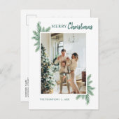 ミニマリスト植物松写真メリークリスマス ポストカード (正面/裏面)