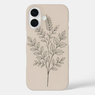 ミニマリスト植物画ラインアートiPhone 16ケース iPhone 16ケース