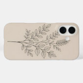 ミニマリスト植物画ラインアートiPhone 16ケース Case-Mate iPhoneケース (裏面 (横))