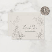 ミニマリスト植物線芸術ありがとう ノートカード (正面/裏面インサイチュ)