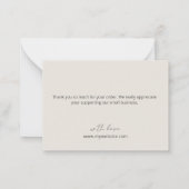 ミニマリスト植物線芸術ありがとう ノートカード (裏面)