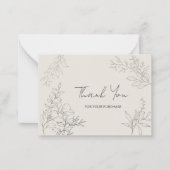 ミニマリスト植物線芸術ありがとう ノートカード (正面)