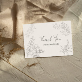 ミニマリスト植物線芸術ありがとう ノートカード