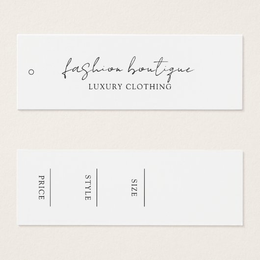 ミニマリスト業務用衣料品ラベルつるラベル (正面&裏面)