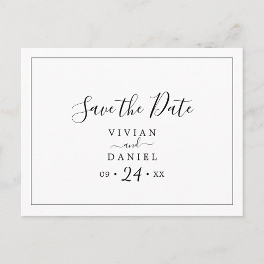 ミニマリスト横書き日付はがきを保存 インビテーションポストカード (正面)