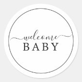 ミニマリスト歓迎ベビーシャワーステッカー ラウンドシール (正面)