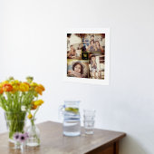 ミニマリスト正方形ファミリーモノグラム4フォトコラージュ 箔ポスター (レイダウン (キッチン))