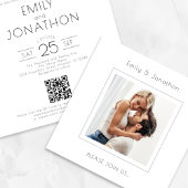 ミニマリスト正方形フォトQRコ結婚ード 招待状