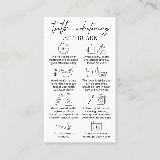 ミニマリスト歯のホワイトニングアフターケア手順 名刺 (正面)