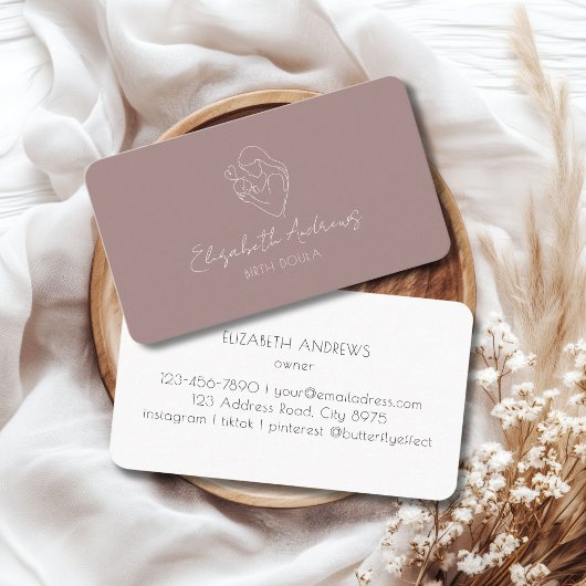 ミニマリスト母とベビーラインアート – Doula、助産師 名刺