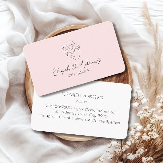 ミニマリスト母とベビーラインアート – Doula、助産師 名刺