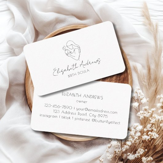 ミニマリスト母とベビーラインアート – Doula、助産師 名刺