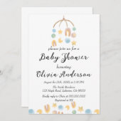 ミニマリスト水の色のおもちゃベビーシャワー 招待状 (正面/裏面)