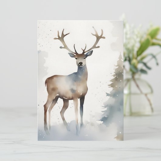 ミニマリスト水の色のトナカイのクリスマス企業の シーズンカード (スタンド正面)