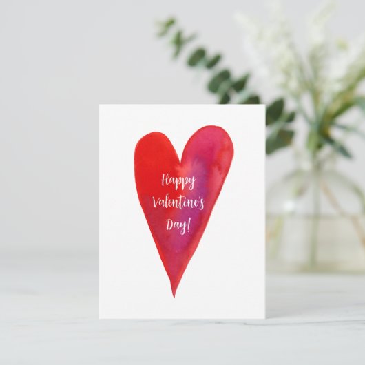 ミニマリスト水の色のハートバレンタインホリデーカード シーズンカード (スタンド正面)