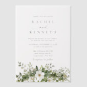 ミニマリスト水の色のモダン緑結婚色 ベラム紙招待状 (正面)