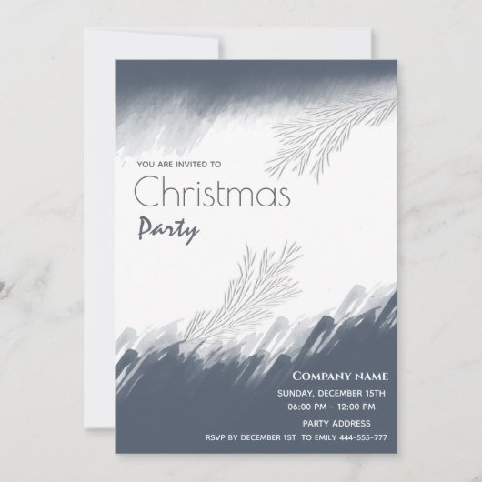 ミニマリスト水の色の企業のクリスマスパーティー 招待状 (正面)