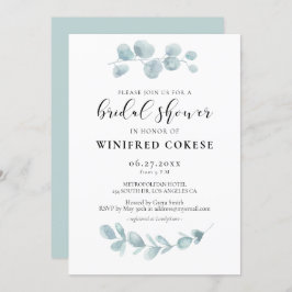 ミニマリスト水の色の緑ブライダルシャワー 招待状