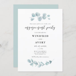 ミニマリスト水の色の緑婚約パーティ 招待状