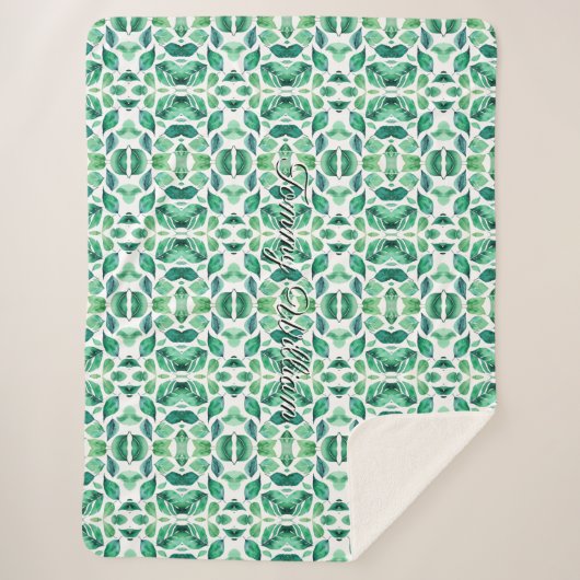 ミニマリスト水の色の緑離れの シェルパブランケット (正面)