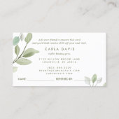 ミニマリスト水の色の緑離れの 紹介カード (裏面)