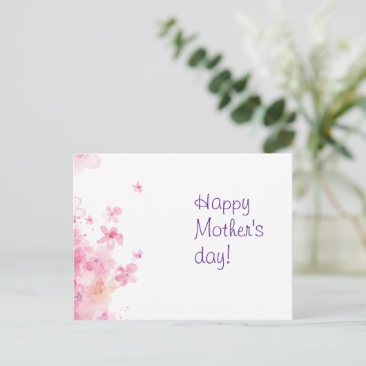 ミニマリスト水の色の花の母親はハガキを願う ポストカード (スタンド正面)