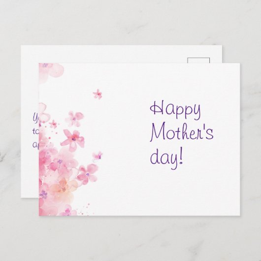 ミニマリスト水の色の花の母親はハガキを願う ポストカード (正面/裏面)