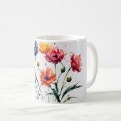 ミニマリスト水の色の花の(ばちゃばちゃ)跳ねる 絵を描 コーヒーマグカップ (正面右)