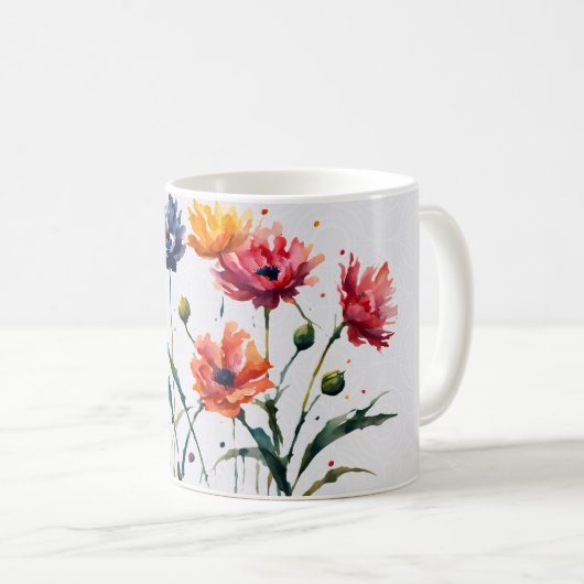 ミニマリスト水の色の花の（ばちゃばちゃ）跳ねる 絵を描 コーヒーマグカップ (正面右)