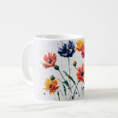 ミニマリスト水の色の花の(ばちゃばちゃ)跳ねる 絵を描 コーヒーマグカップ (正面左)