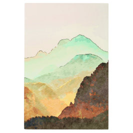 ミニマリスト水の色の銅山風景 メタルプリント