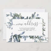 ミニマリスト水の色ほこりっぽい青ユーカリ移動 案内状 (正面)