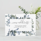 ミニマリスト水の色ほこりっぽい青ユーカリ移動 案内状 (スタンド正面)