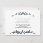 ミニマリスト水の色ほこりっぽい青ユーカリ移動 案内状 (裏面)