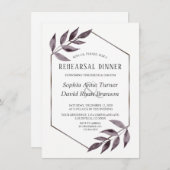 ミニマリスト水の色インクの葉リハーサルディナー 招待状 (正面/裏面)