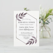 ミニマリスト水の色インクの葉リハーサルディナー 招待状 (スタンド正面)