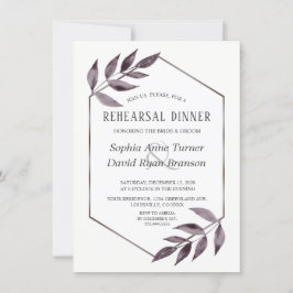 ミニマリスト水の色インクの葉リハーサルディナー 招待状
