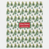 ミニマリスト水の色クリスマスツリー名前をカスタムする フリースブランケット (正面)