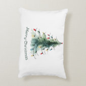 ミニマリスト水の色クリスマスツリー アクセントクッション (裏面(縦))