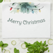 ミニマリスト水の色クリスマスツリー キッチンタオル (折り畳み)