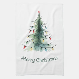 ミニマリスト水の色クリスマスツリー キッチンタオル