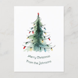 ミニマリスト水の色クリスマスツリー シーズンポストカード
