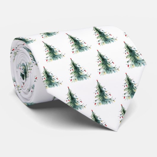 ミニマリスト水の色クリスマスツリー ネクタイ (ロール)
